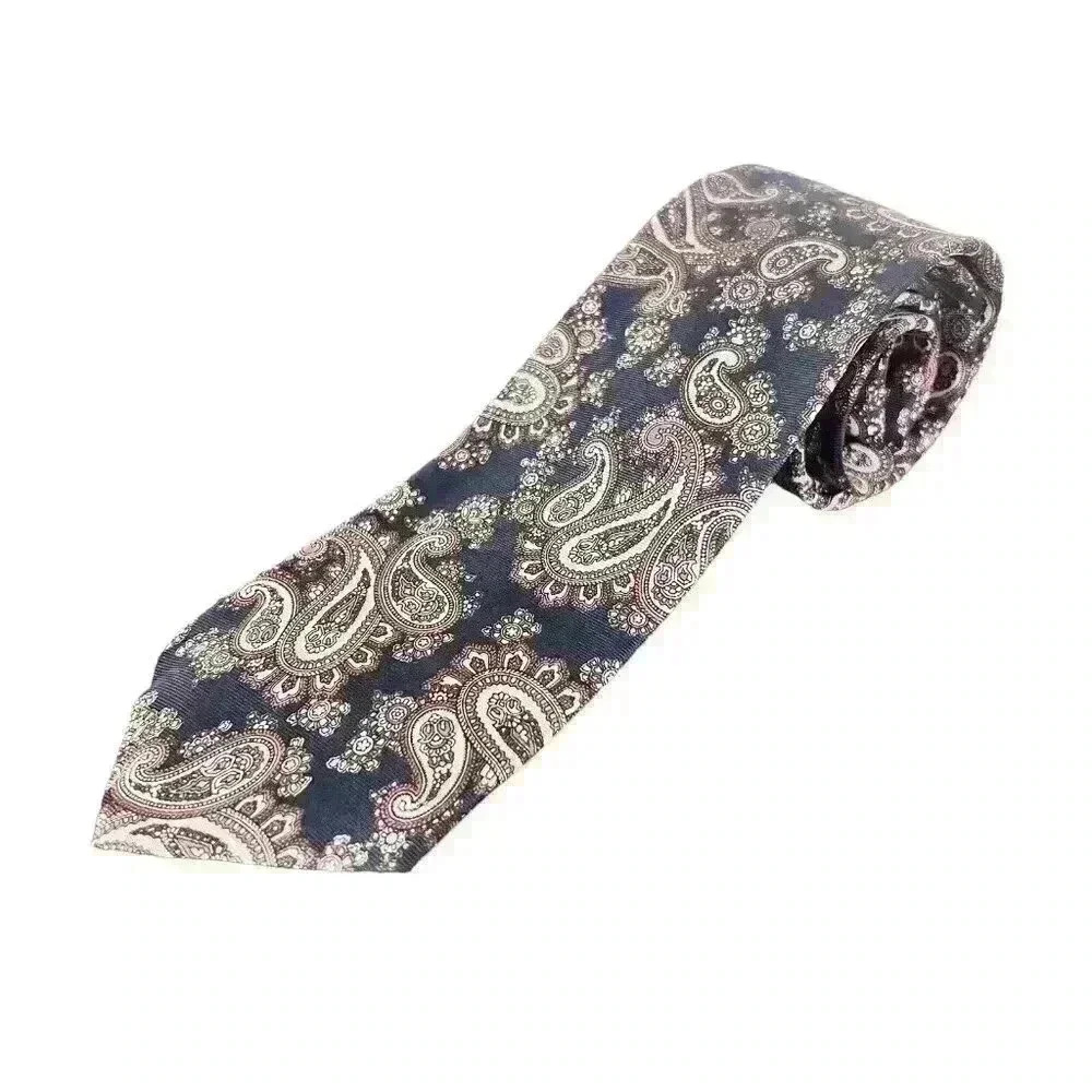 Hardy Amies Blue Paisley‎ 100% Silk Tie Necktie 3” Wide